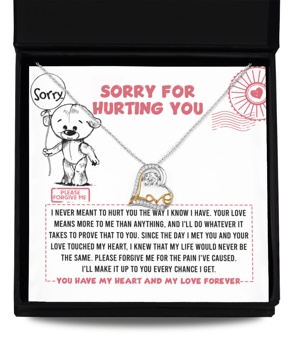 Apology Gift for Girlfriend, Wife, Soulmate - Sorry, Every Chance - Love Dancing Heart Pendant Necklace - Mallard Moon Gift Shop