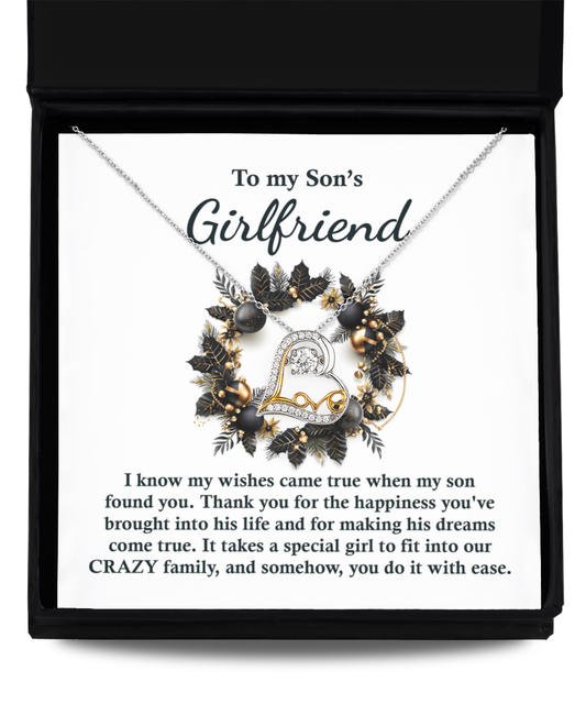 Gift for Son's Girlfriend - My Wishes Came True When He Found You - Love Dancing Heart Pendant Necklace - Mallard Moon Gift Shop