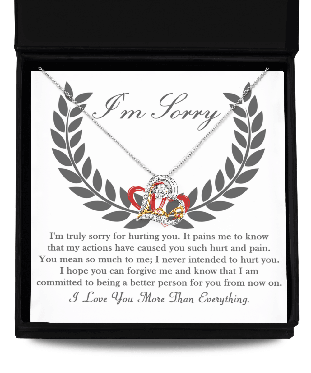 Apology Gift for Girlfriend, Wife, Soulmate - Sorry, From Now On - Love Dancing Heart Pendant Necklace - Mallard Moon Gift Shop