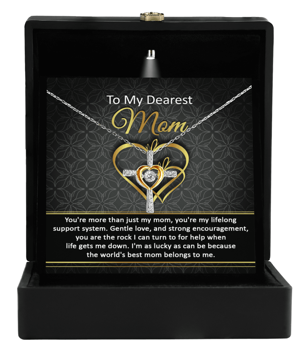 To My Dearest Mom You Are My Rock Cross Pendant Necklace - Mallard Moon Gift Shop
