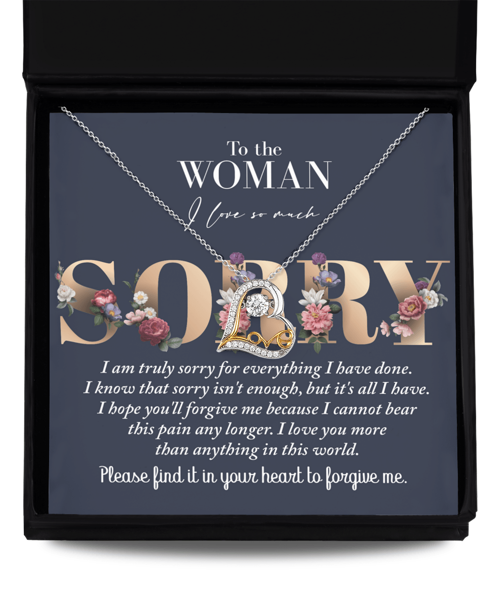 Apology Gift for Girlfriend, Wife, Soulmate - Sorry, Bear This Pain - Love Dancing Heart Pendant Necklace - Mallard Moon Gift Shop