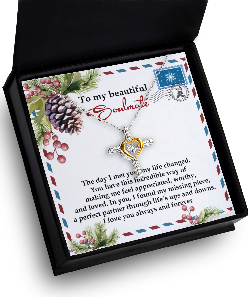 Soulmate, Wife, Girlfriend Romantic Gift - Perfect Partner -  Dancing Cross Pendant Necklace - Mallard Moon Gift Shop