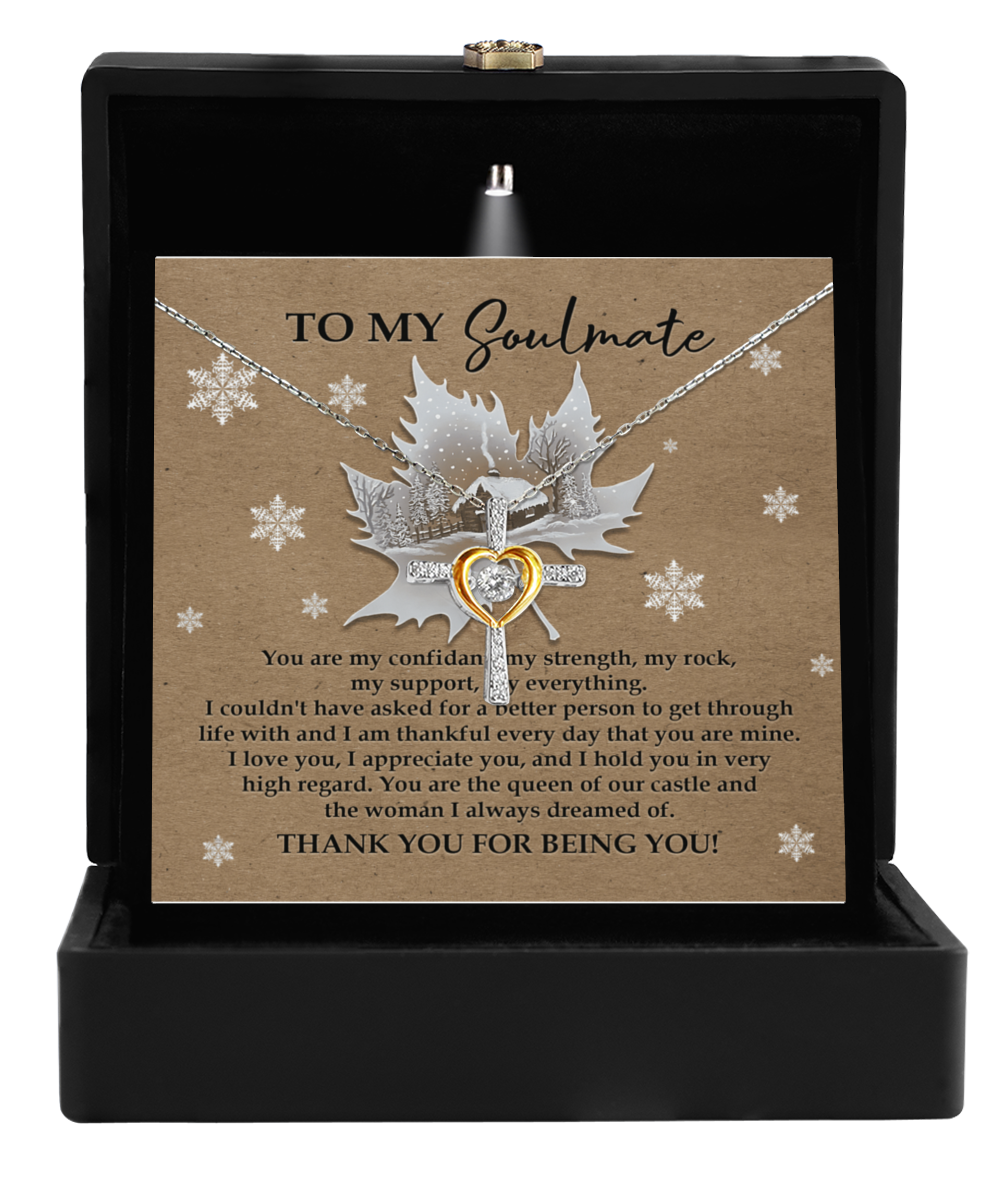 Soulmate, Wife, Girlfriend Romantic Gift - Our Castle - Dancing Cross Pendant Necklace - Mallard Moon Gift Shop