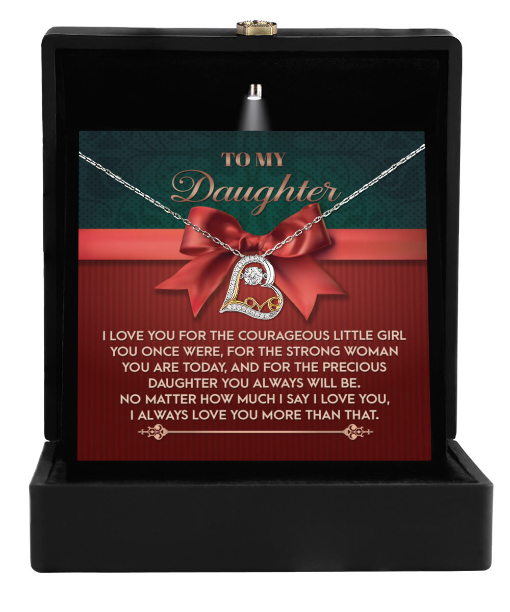 Daughter Gift - You Always Will Be - Love Dancing Heart Pendant Necklace - Mallard Moon Gift Shop