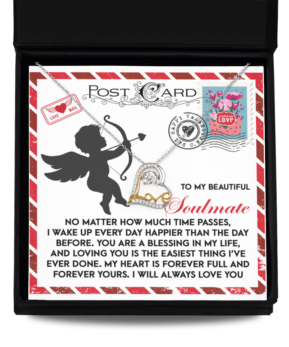 To My Beautiful Soulmate - Love Dancing Heart Necklace – A Heartwarming Valentine’s Day Gift to Express Eternal Love - Mallard Moon Gift Shop