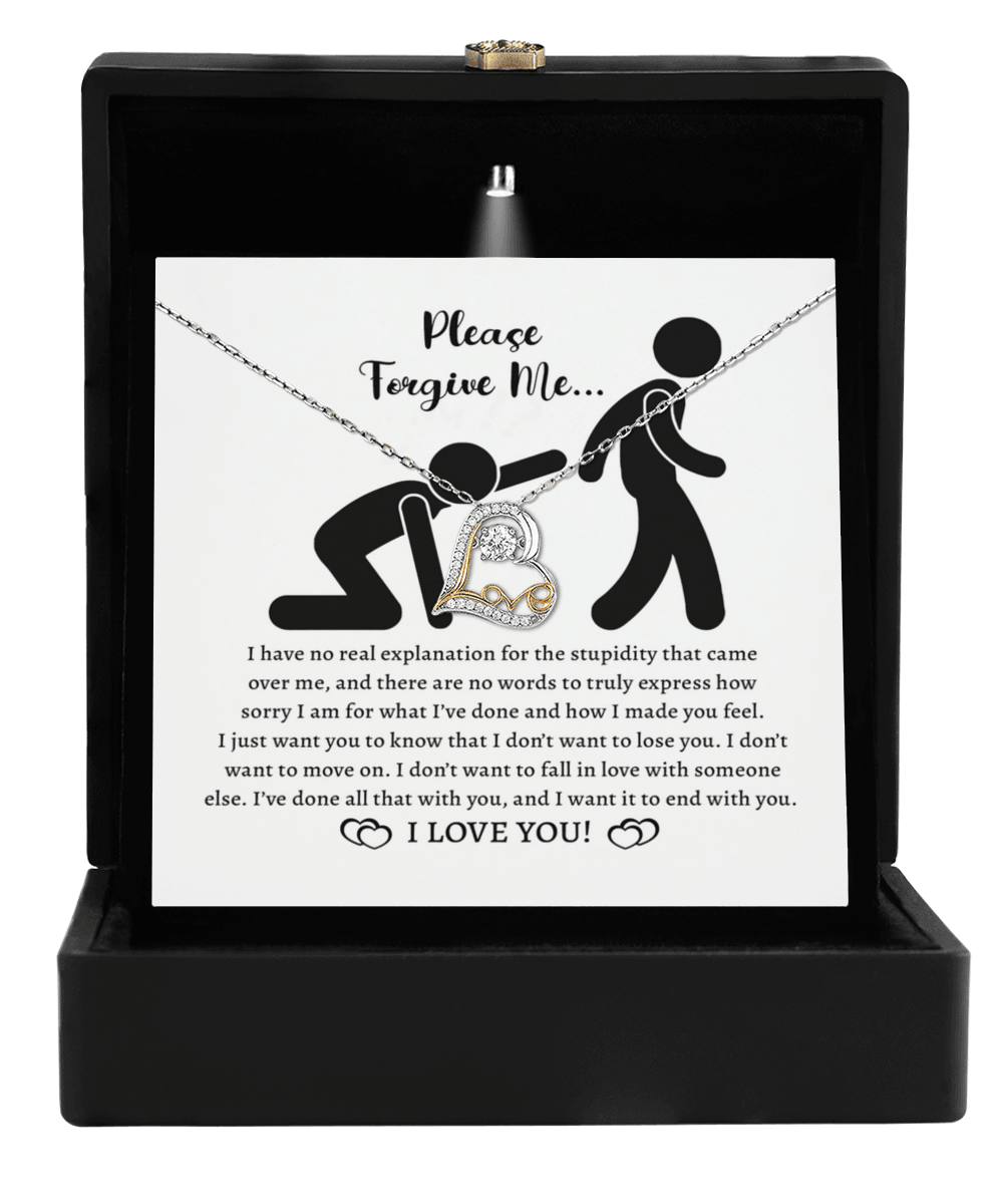 Apology Gift for Girlfriend, Wife, Soulmate - Sorry, Made You Feel - Love Dancing Heart Pendant Necklace - Mallard Moon Gift Shop