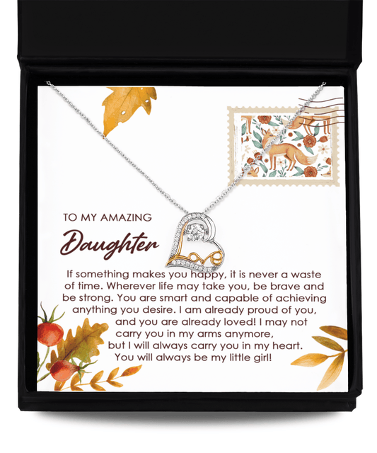 Daughter Birthday, Graduation, Christmas Gift - Makes You Happy - Love Dancing Heart Pendant Necklace - Mallard Moon Gift Shop
