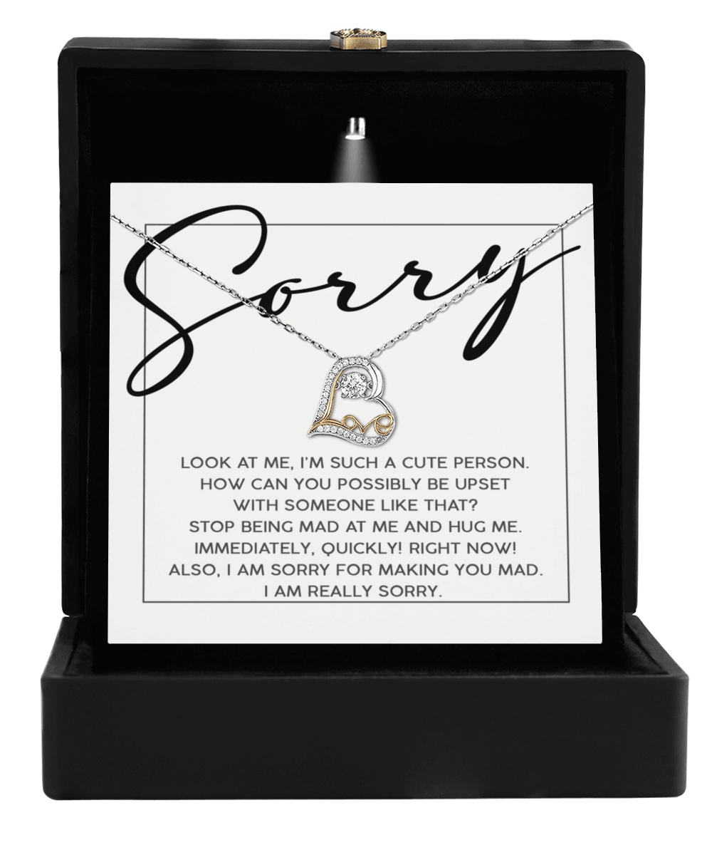 Apology Gift for Girlfriend, Wife, Soulmate - Sorry, Someone Like That - Love Dancing Heart Pendant Necklace - Mallard Moon Gift Shop