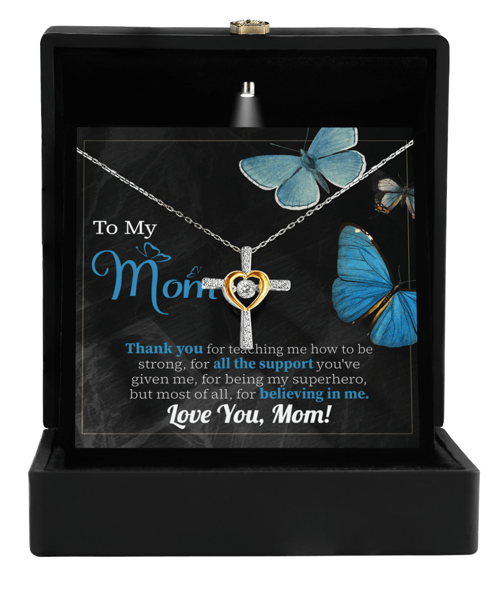 To My Mom Thank you for Believing In Me Cross Pendant Necklace Gift for Mother's Day Birthday - Mallard Moon Gift Shop