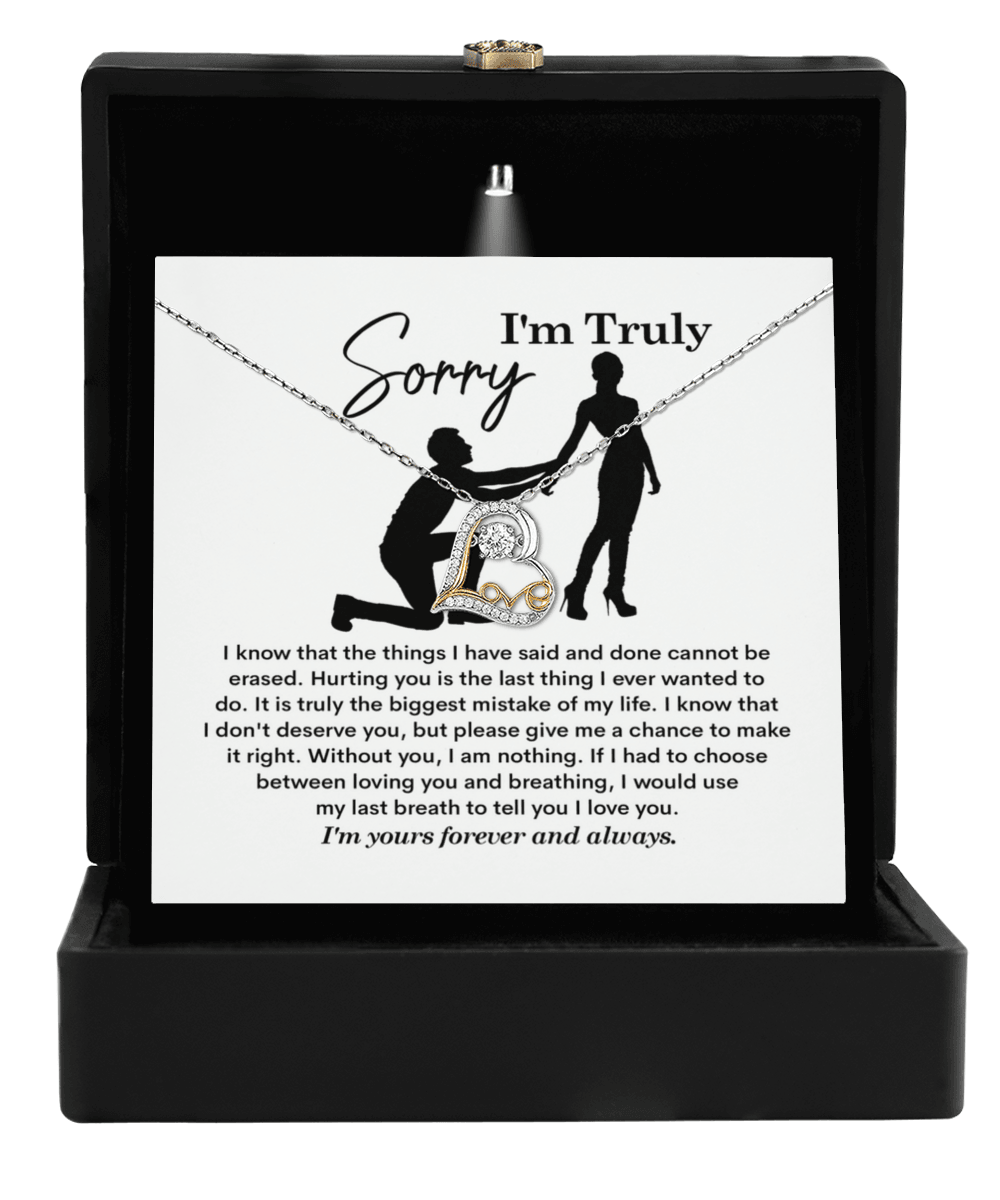 Apology Gift for Girlfriend, Wife - Sorry, My Last Breath - Love Heart Pendant Necklace - Mallard Moon Gift Shop