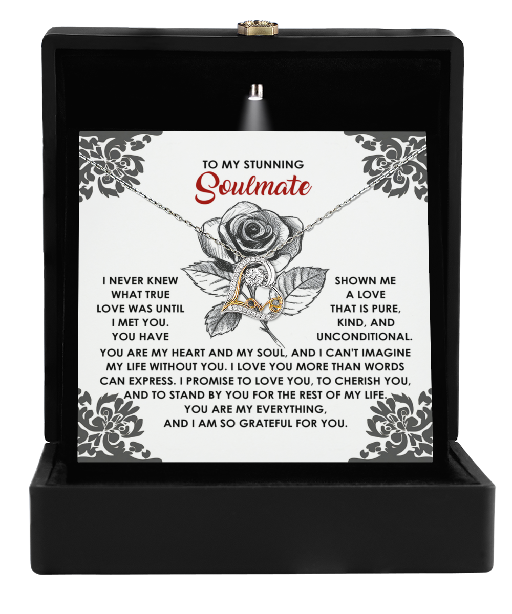 To My Stunning Soulmate - Love Dancing Heart Necklace – A Romantic Gift to Cherish and Celebrate Unconditional Love - Mallard Moon Gift Shop