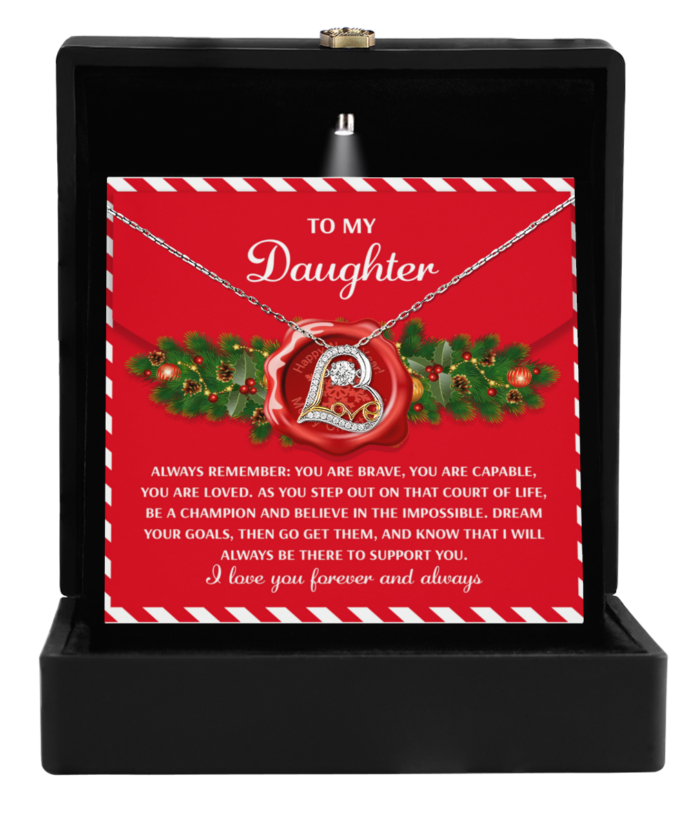 Daughter Christmas Present - Be A Champion - Love Dancing Heart Pendant Necklace - Mallard Moon Gift Shop