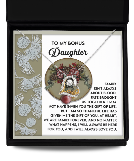 Gift for Bonus Daughter - Gift Of You - Love Dancing Heart Pendant Necklace - Mallard Moon Gift Shop