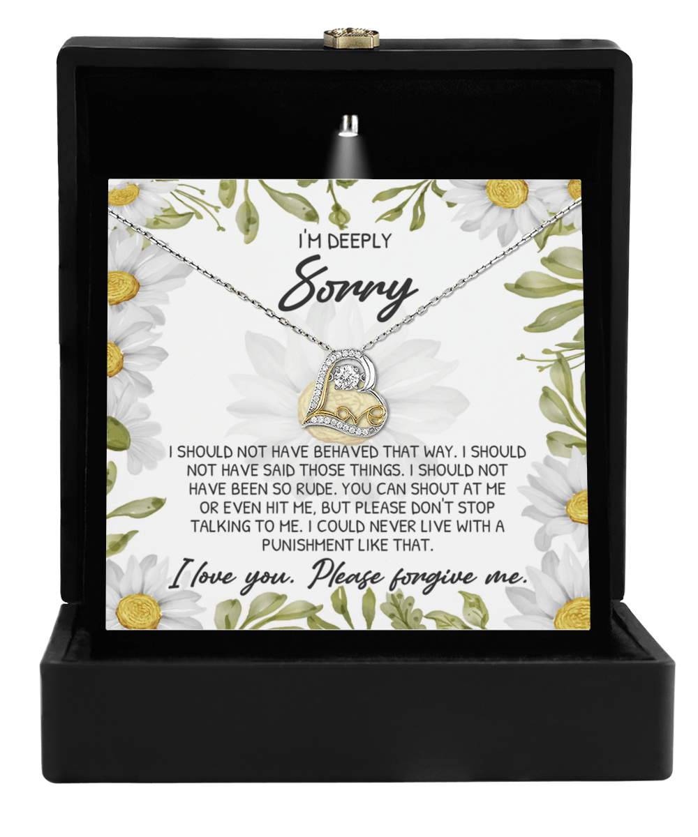 Apology Gift for Girlfriend, Wife, Soulmate - Sorry, Please Don't Stop Talking to Me - Love Dancing Heart Pendant Necklace - Mallard Moon Gift Shop