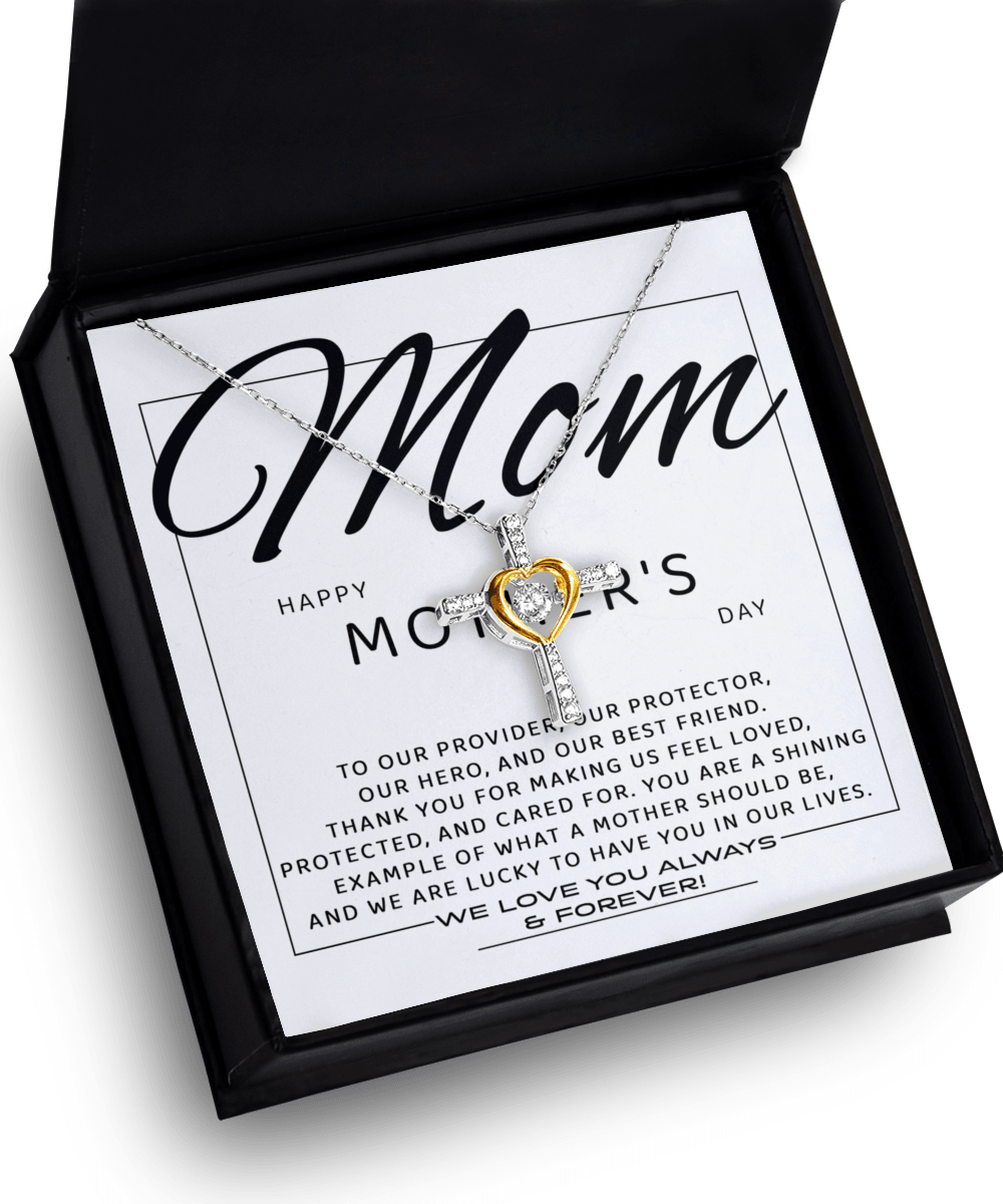 Happy Mother's Day Mom, You are Our Best Friend Cross Pendant Necklace - Mallard Moon Gift Shop