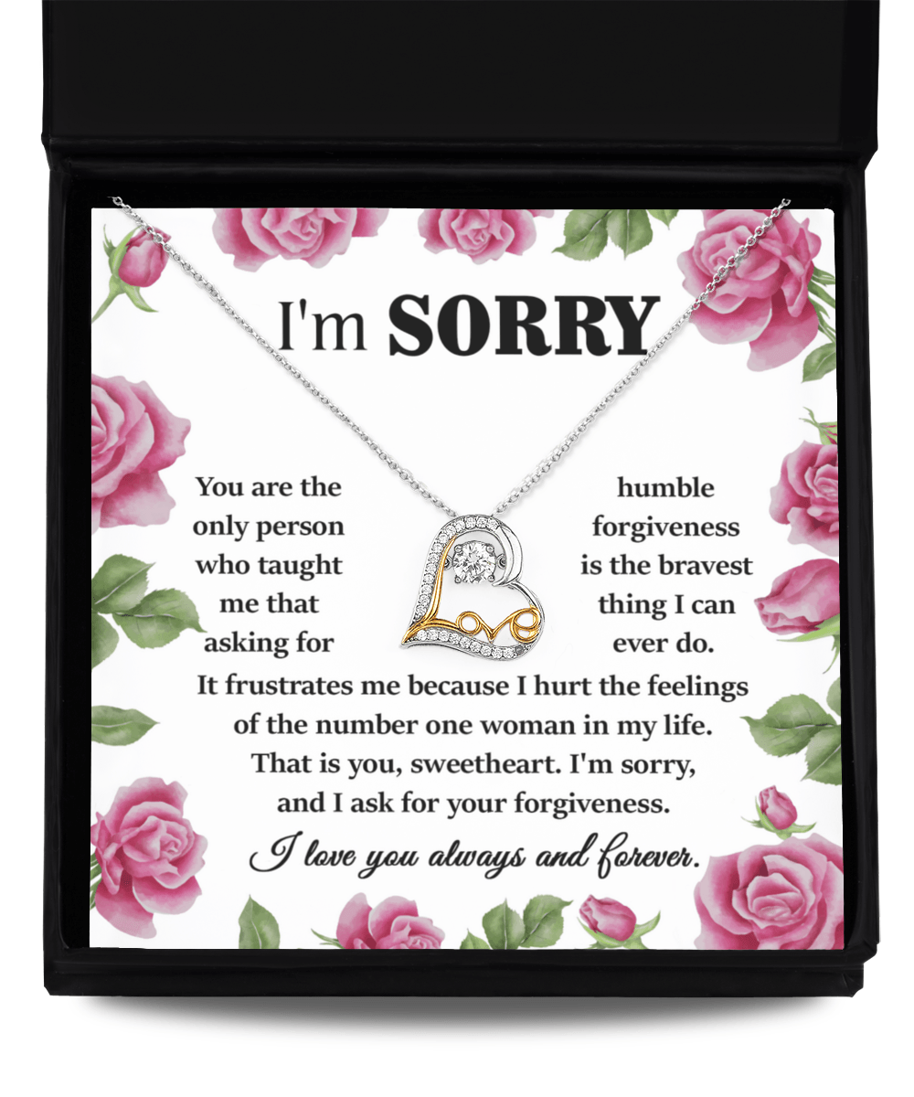Apology Gift for Girlfriend, Wife, Soulmate-Sorry, Your Forgiveness-Love Dancing Heart Pendant Necklace - Mallard Moon Gift Shop