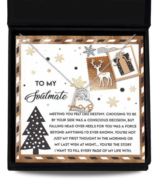 To My Soulmate Felt Like Destiny Christmas Anniversary Heart Pendant Necklace for Wife Girlfriend Jewelry - Mallard Moon Gift Shop