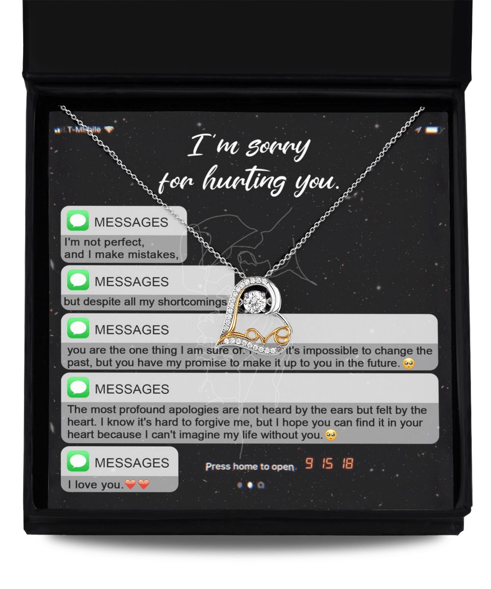 Apology Gift for Girlfriend, Wife, Soulmate - Sorry, Life Without You - Love Heart Pendant Necklace - Mallard Moon Gift Shop