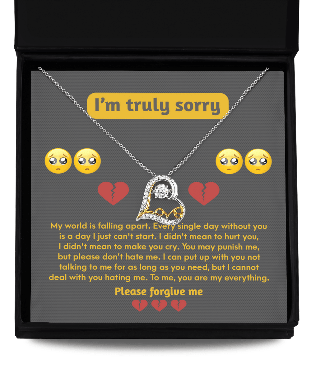 Apology Gift for Girlfriend, Wife, Soulmate - Sorry, Make You Cry - Love Dancing Heart Pendant Necklace - Mallard Moon Gift Shop