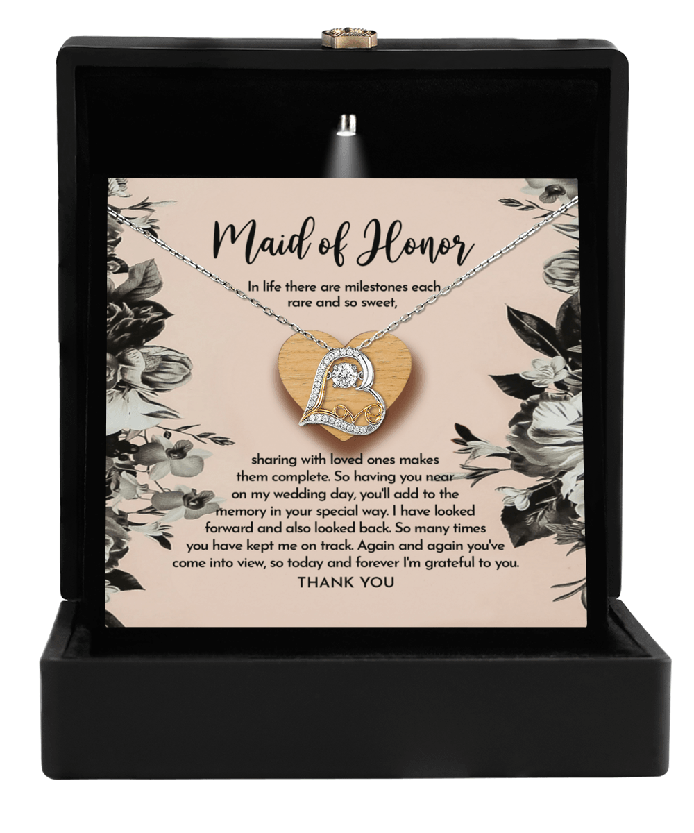 Maid of Honor Wedding Day Gift - My Wedding Day - Love Dancing Heart Pendant Necklace - Mallard Moon Gift Shop