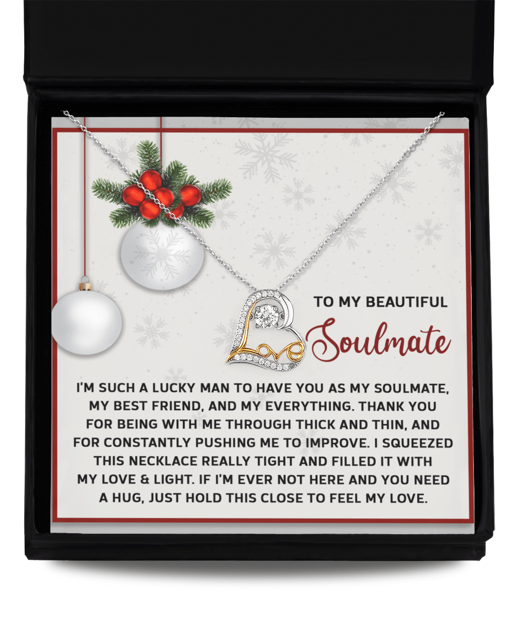 To My Beautiful Soulmate, My Best Friend, My Everything Romantic Christmas Anniversary Heart Pendant Necklace for Wife Girlfriend Jewelry - Mallard Moon Gift Shop