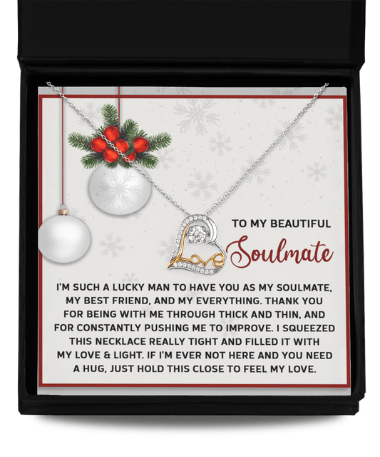 To My Beautiful Soulmate, My Best Friend, My Everything Romantic Christmas Anniversary Heart Pendant Necklace for Wife Girlfriend Jewelry - Mallard Moon Gift Shop