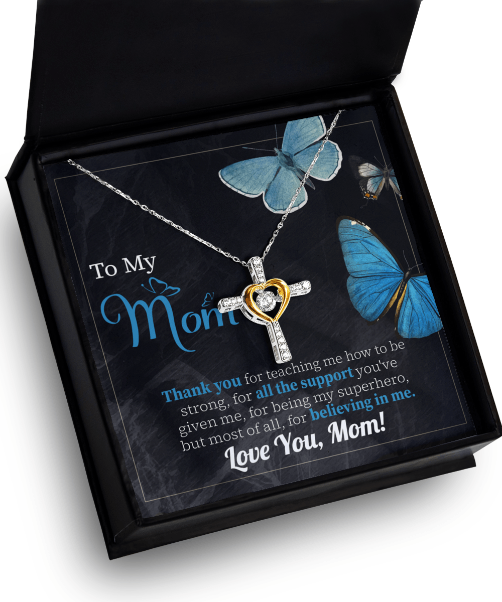 To My Mom Thank you for Believing In Me Cross Pendant Necklace Gift for Mother's Day Birthday - Mallard Moon Gift Shop