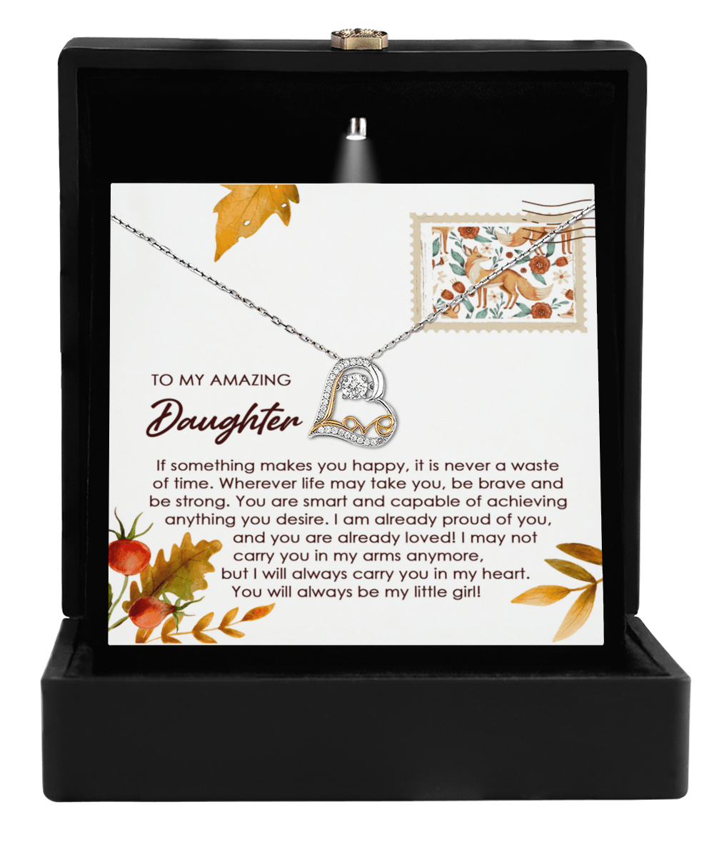 Daughter Birthday, Graduation, Christmas Gift - Makes You Happy - Love Dancing Heart Pendant Necklace - Mallard Moon Gift Shop