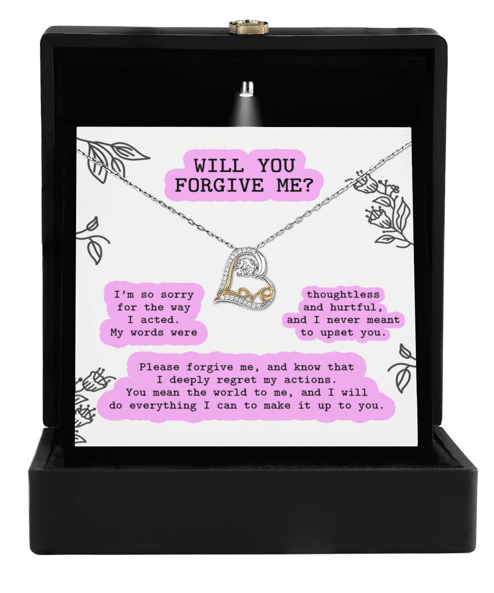 Apology Gift for Girlfriend, Wife, Soulmate - Sorry, Never Meant To Upset You - Love Dancing Heart Pendant Necklace - Mallard Moon Gift Shop