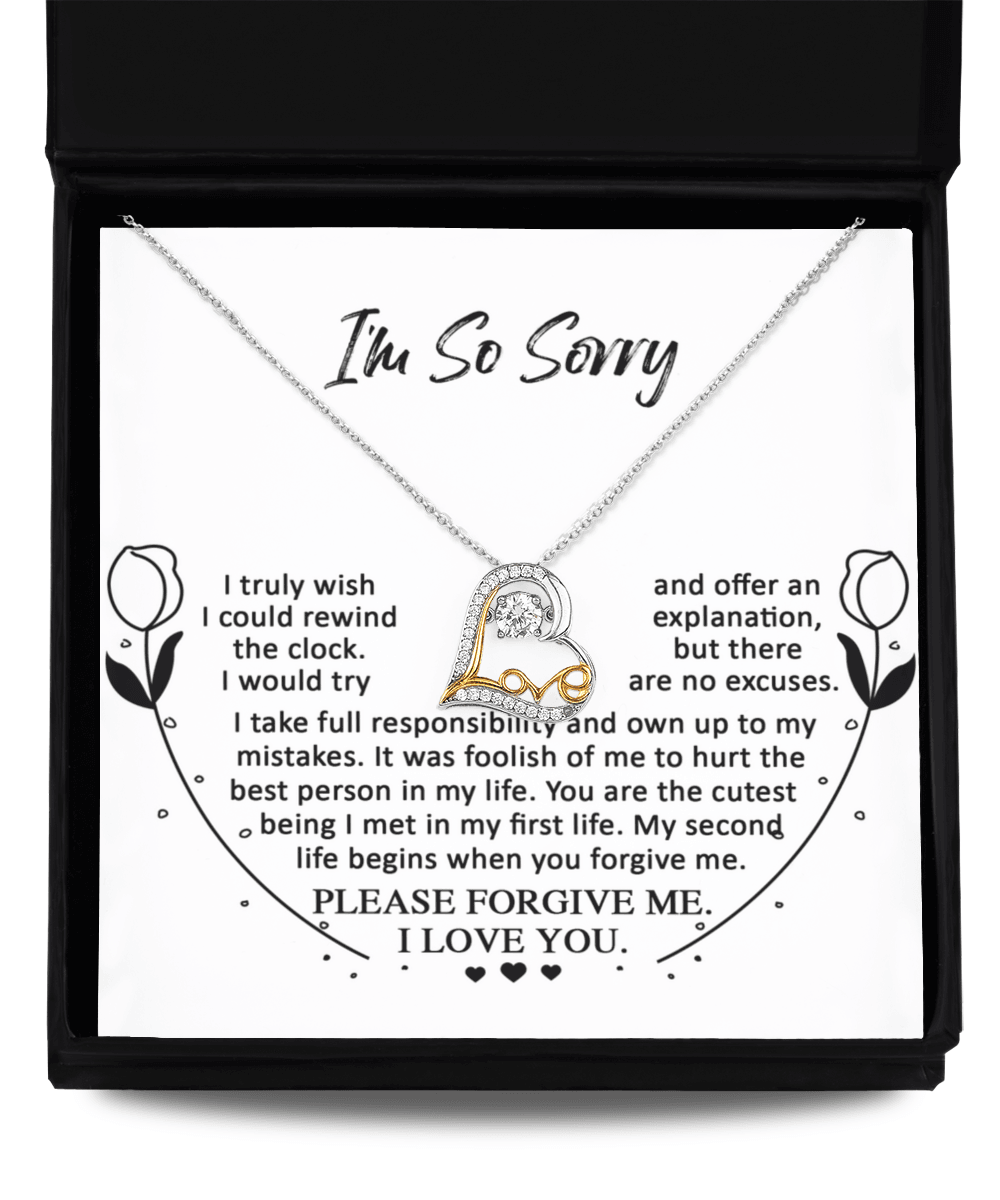 Apology Gift for Girlfriend, Wife, Soulmate - Sorry, My First Life - Love Dancing Heart Pendant Necklace - Mallard Moon Gift Shop