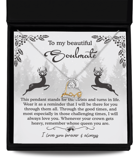 To My Beautiful Soulmate I Will Be There For You Christmas Anniversary Heart Pendant Necklace for Wife Girlfriend Jewelry - Mallard Moon Gift Shop