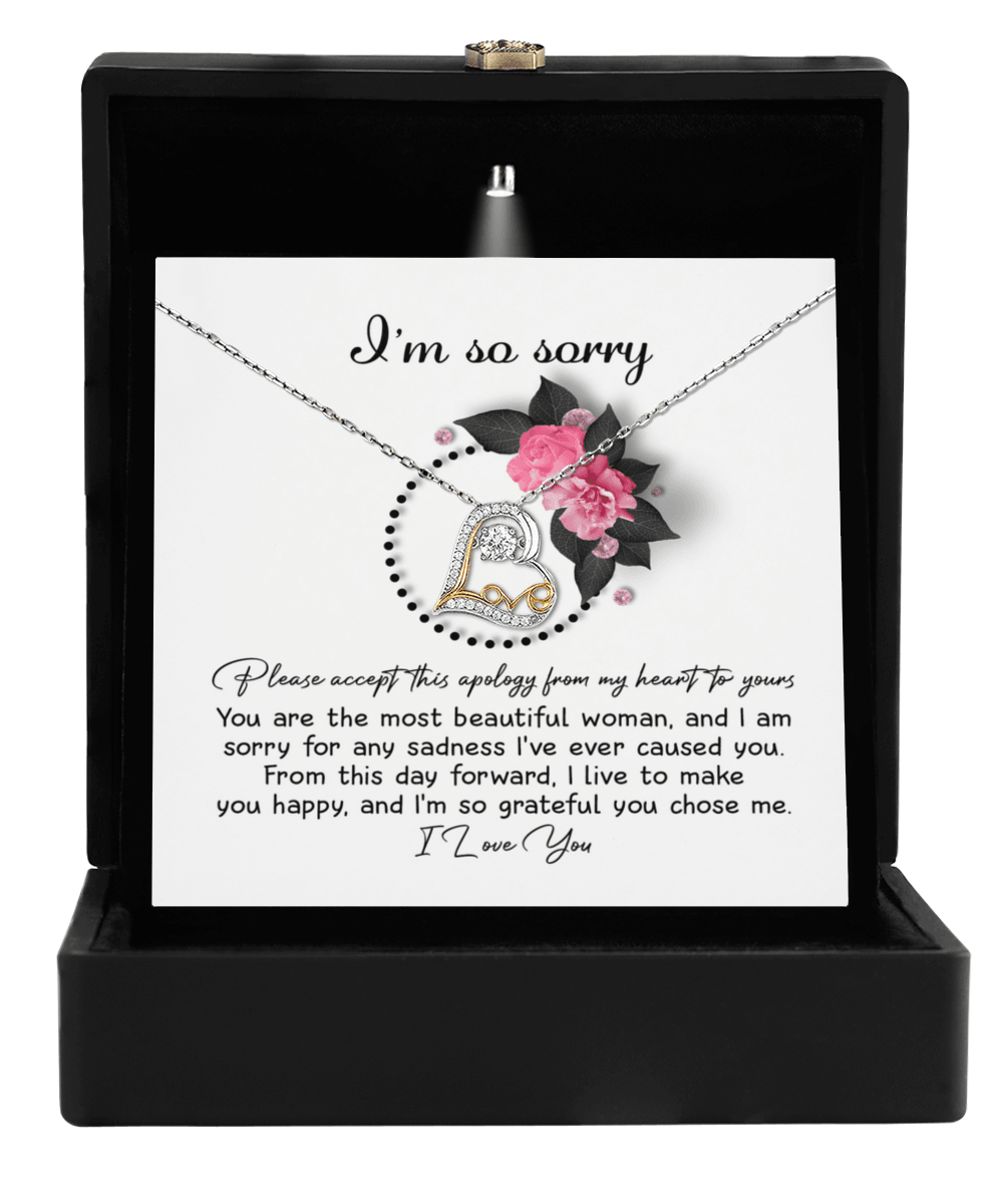 Apology Gift for Girlfriend, Wife, Soulmate - Sorry, Make You Happy - Love Dancing Heart Pendant Necklace - Mallard Moon Gift Shop