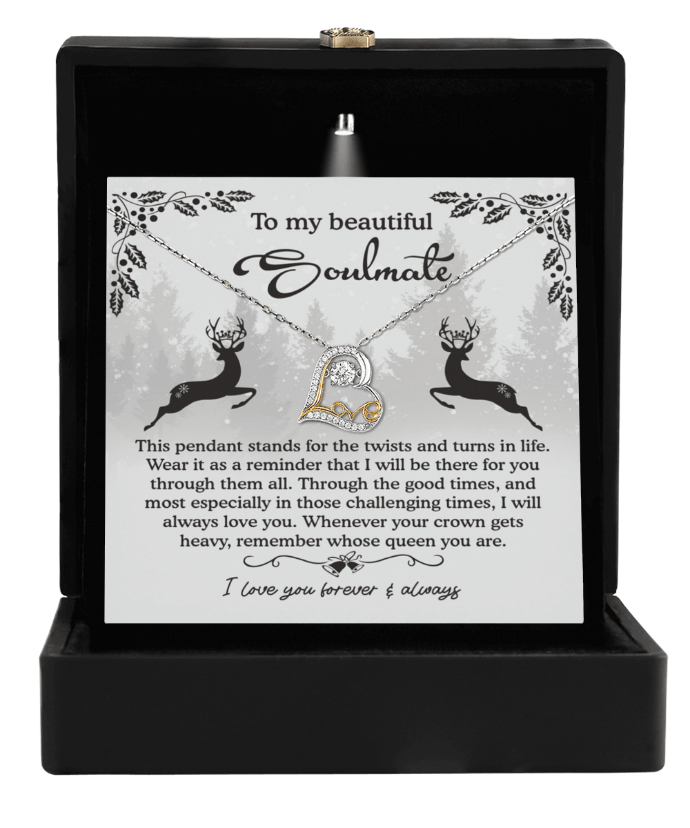To My Beautiful Soulmate I Will Be There For You Christmas Anniversary Heart Pendant Necklace for Wife Girlfriend Jewelry - Mallard Moon Gift Shop