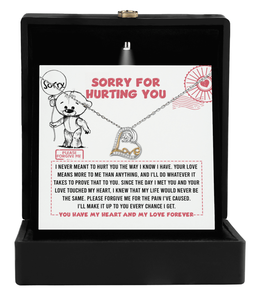 Apology Gift for Girlfriend, Wife, Soulmate - Sorry, Every Chance - Love Dancing Heart Pendant Necklace - Mallard Moon Gift Shop