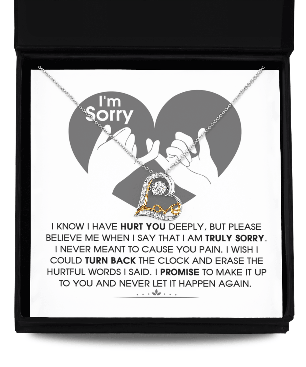 Apology Gift for Girlfriend, Wife, Soulmate - Sorry, Hurtful Words - Love Dancing Heart Pendant Necklace - Mallard Moon Gift Shop