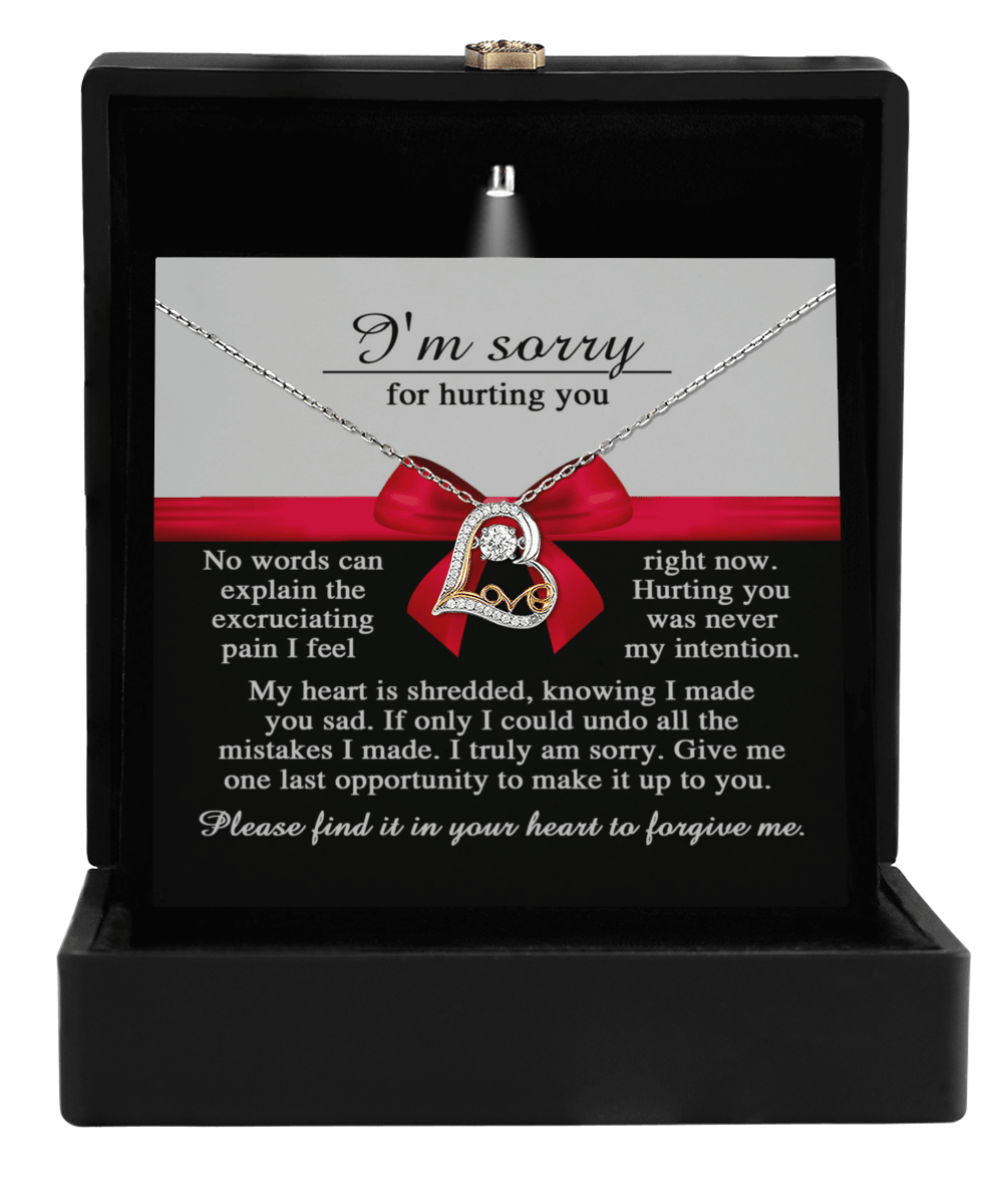 Apology Gift for Girlfriend, Wife, Soulmate - Sorry, Made You Sad - Love Dancing Heart Pendant Necklace - Mallard Moon Gift Shop