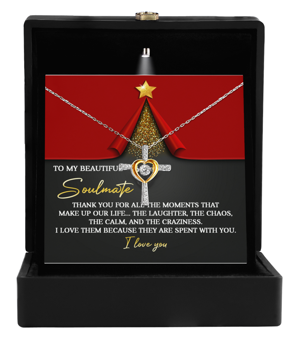 Soulmate, Wife, Girlfriend Romantic Gift - The Moments - Dancing Cross Pendant Necklace - Mallard Moon Gift Shop