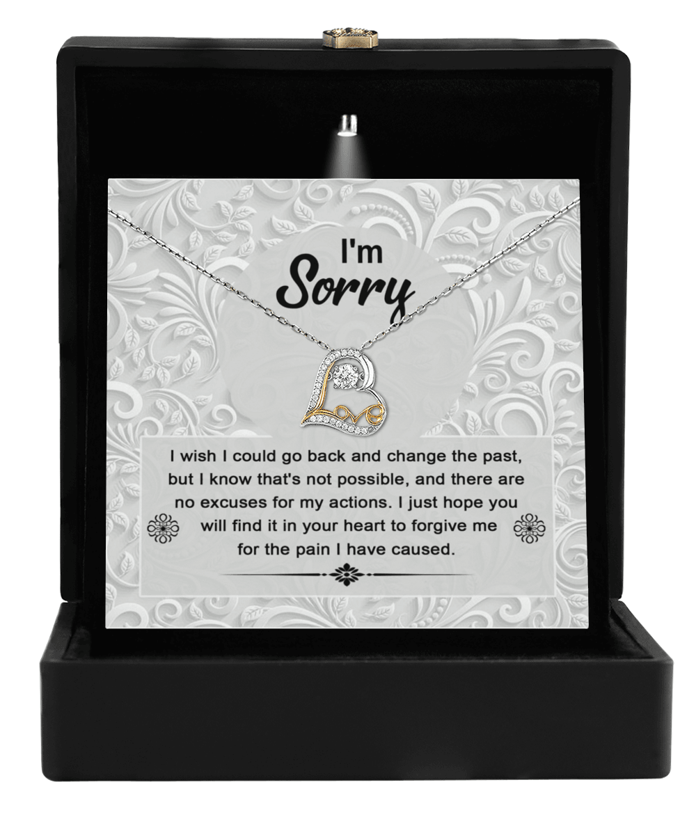 Apology Gift for Girlfriend, Wife, Soulmate - Sorry, Change The Past - Love Dancing Heart Pendant Necklace - Mallard Moon Gift Shop
