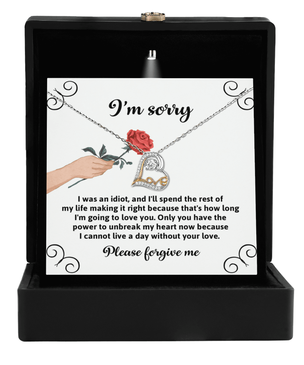 Apology Gift for Girlfriend, Wife, Soulmate - Sorry, Making It Right - Love Heart Pendant Necklace - Mallard Moon Gift Shop