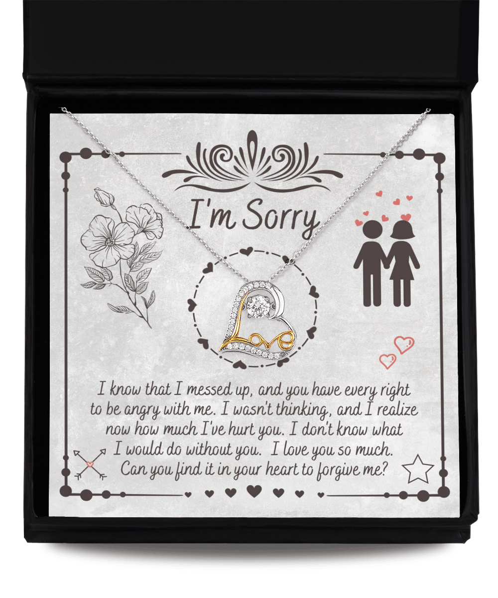 Apology Gift for Girlfriend, Wife, Soulmate - Sorry, I Would Do - Love Dancing Heart Pendant Necklace - Mallard Moon Gift Shop