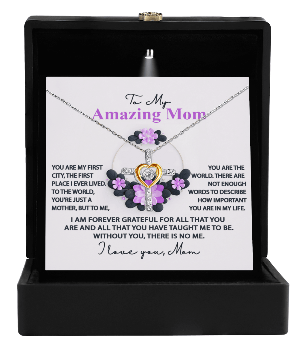 Mom, I am Forever Grateful, Without You, There is No Me - Cross Pendant Necklace - Mallard Moon Gift Shop
