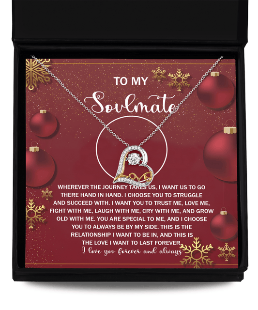 To My Soulmate Our Love will Last Forever Christmas Anniversary Heart Pendant Necklace for Wife Girlfriend Jewelry - Mallard Moon Gift Shop