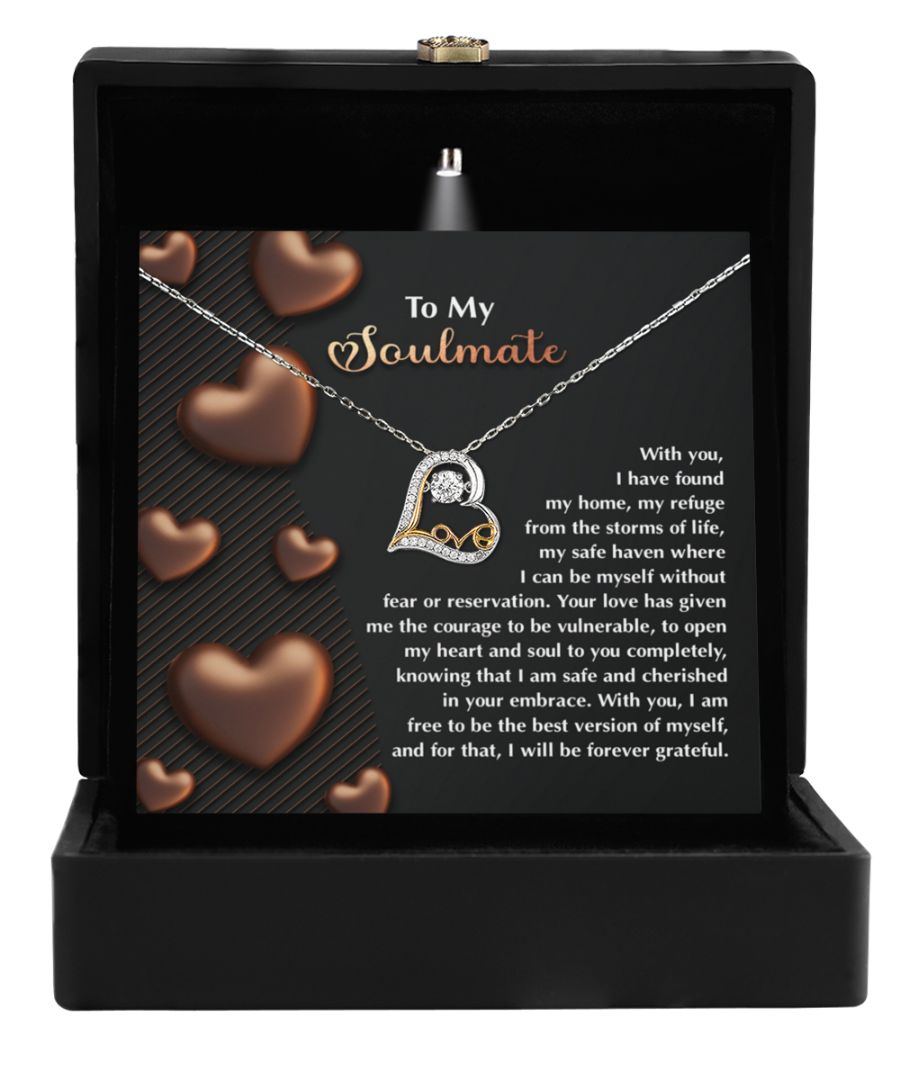 To My Soulmate - Love Dancing Heart Necklace – A Heartfelt Valentine’s Day Gift for Your Safe Haven and Forever Love - Mallard Moon Gift Shop