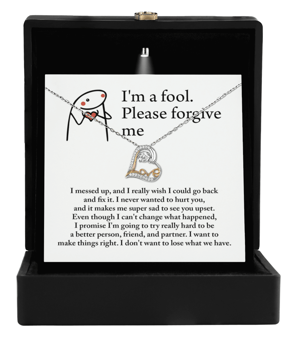 Apology Gift for Girlfriend, Wife, Soulmate - Sorry, Make Things Right - Love Heart Pendant Necklace - Mallard Moon Gift Shop