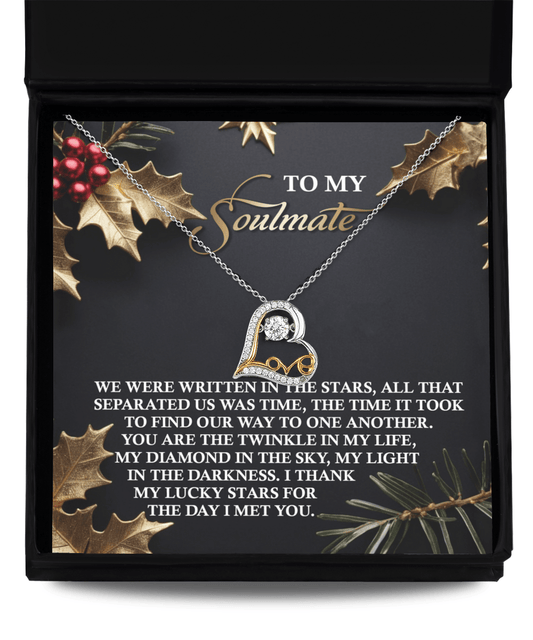 To My Soulmate - We Were Written In The Stars Romantic Christmas Anniversary Heart Pendant Necklace for Wife Girlfriend Jewelry - Mallard Moon Gift Shop