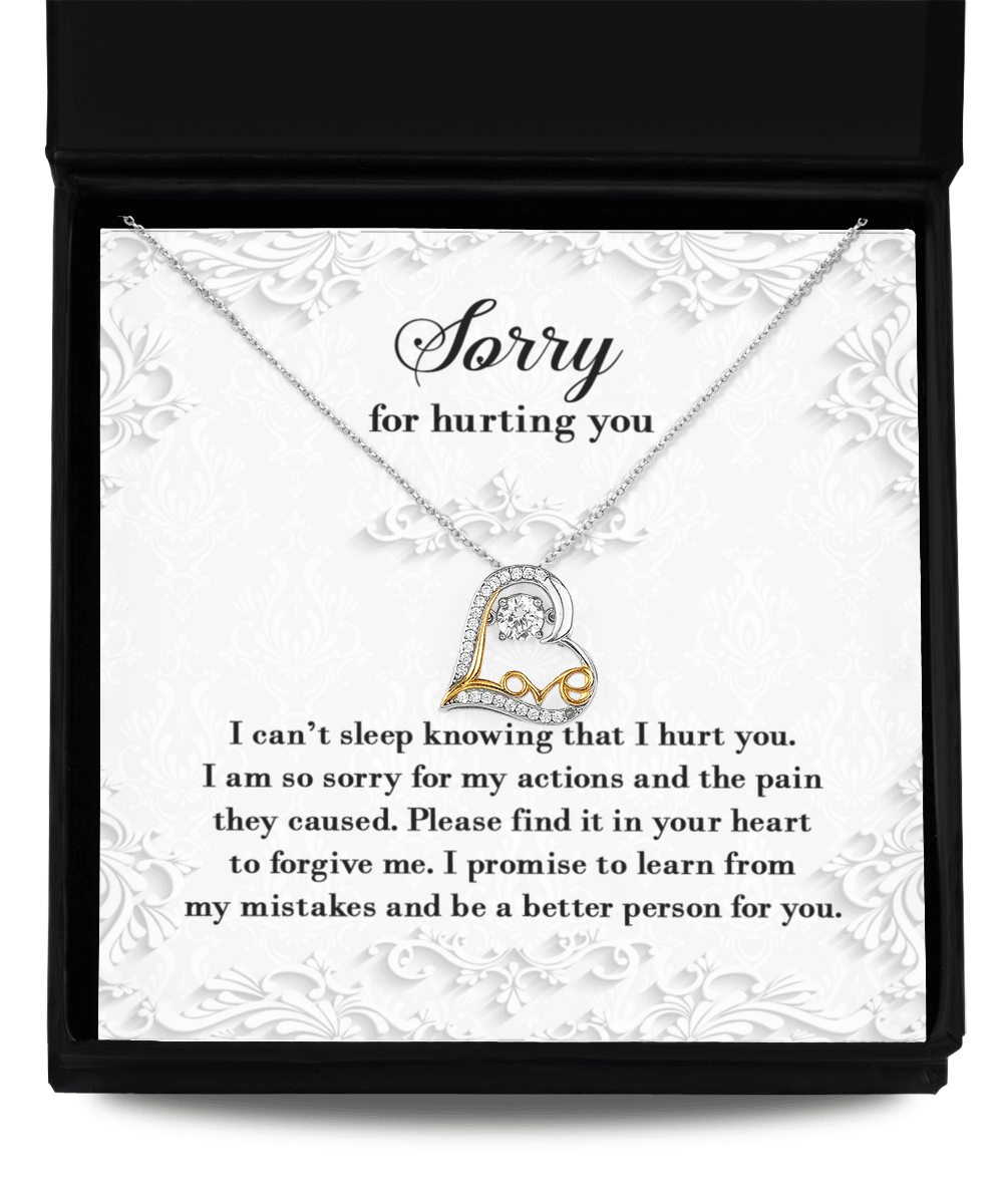 Apology Gift for Girlfriend, Wife, Soulmate - Sorry, Can’t Sleep - Love Dancing Heart Pendant Necklace - Mallard Moon Gift Shop