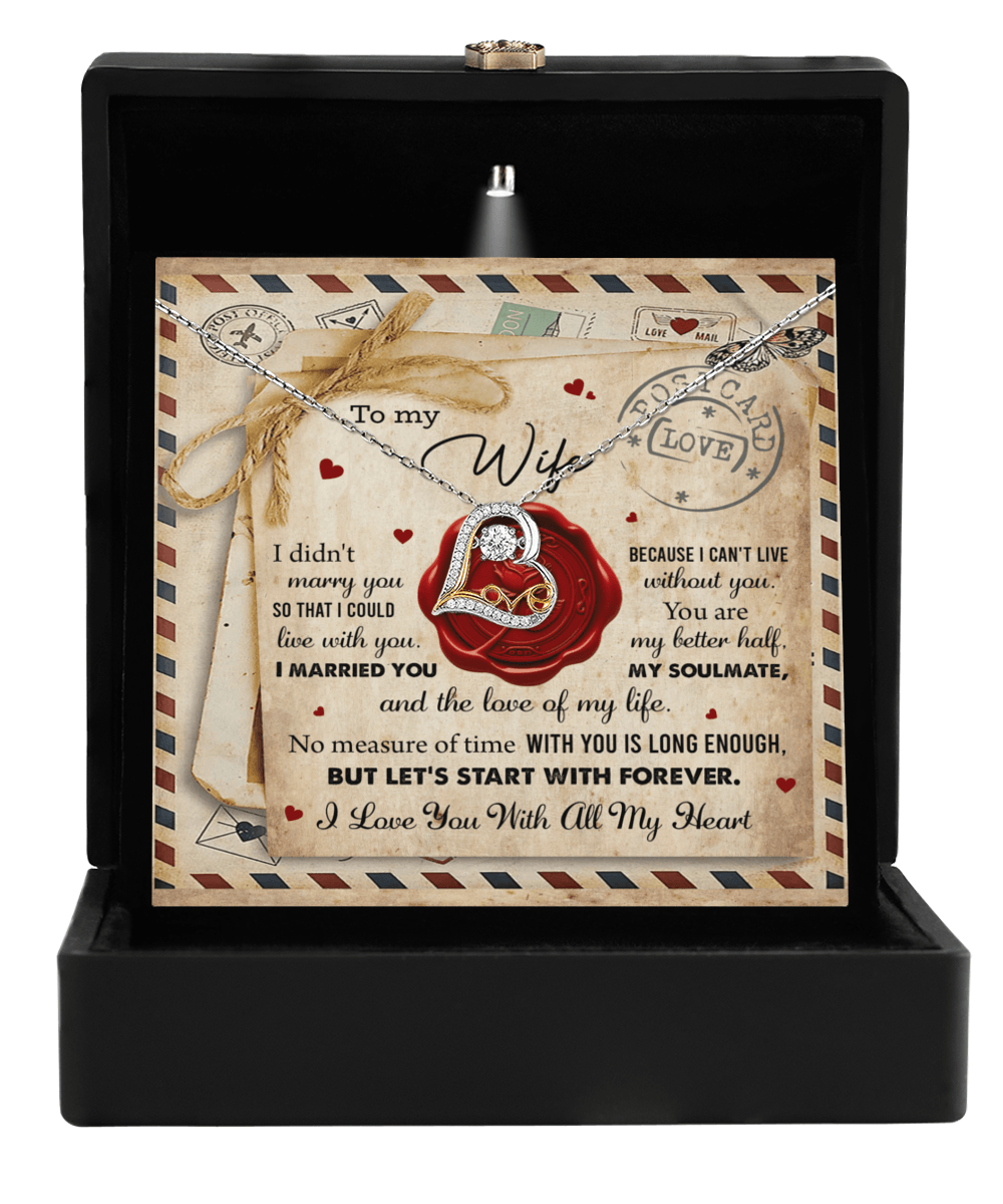 Wife Letter from Husband I Can't Live Without You Love Heart Necklace Anniversary Wedding Day Valentine Gift - Mallard Moon Gift Shop