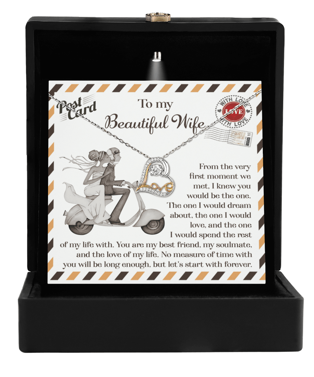 Wife Wedding Gift I Knew You Would Be The One Love Dancing Heart Pendant Necklace Bride Gift from Groom - Mallard Moon Gift Shop