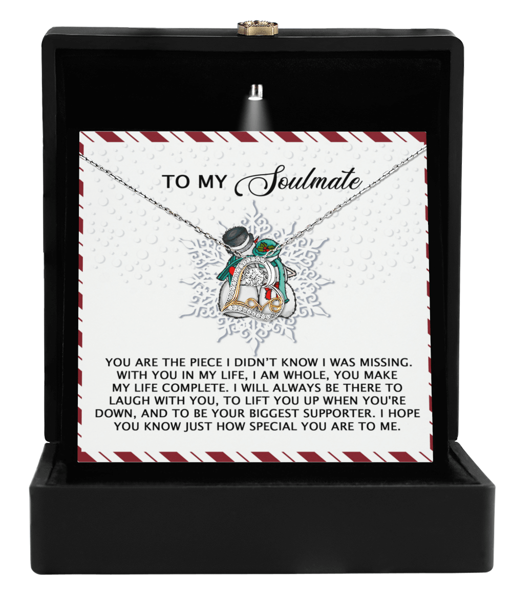 To My Soulmate You Are the Missing Piece Christmas Anniversary Heart Pendant Necklace for Wife Girlfriend Jewelry - Mallard Moon Gift Shop