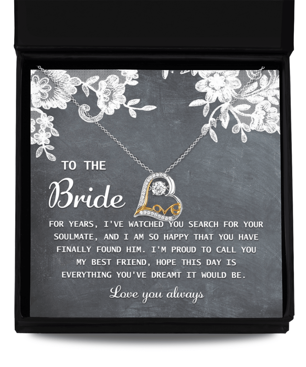 Bride Wedding Day Gift - My Best Friend - Love Dancing Heart Pendant Necklace - Mallard Moon Gift Shop